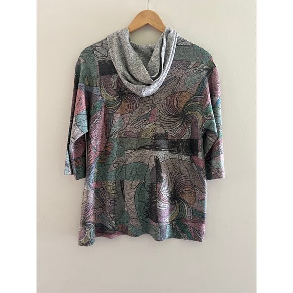 Inoah Abstract Wearable Art Hoodie Shirt w Front Pouch Pocket Size Medium JL - Picture 5 of 8